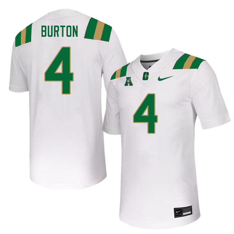 Charlotte 49ers #4 C.J. Burton College Football Jerseys Stitched Sale-White